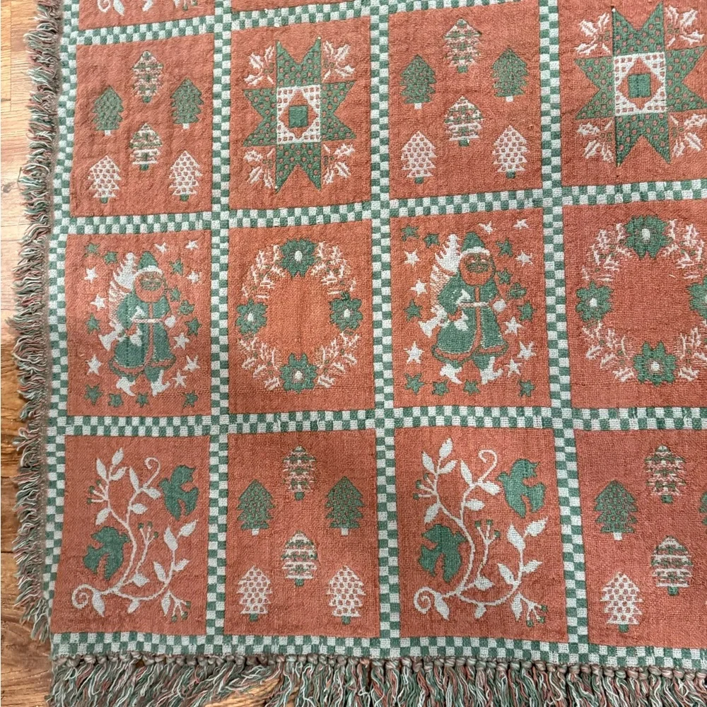 Holiday Cheer Blanket with Santa and Tree Motifs
